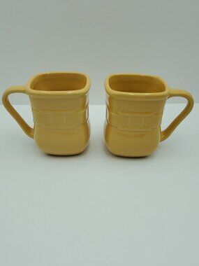 Longaberger Woven Traditions Butternut Square Mugs Soft Square Yellow Gold Mugs